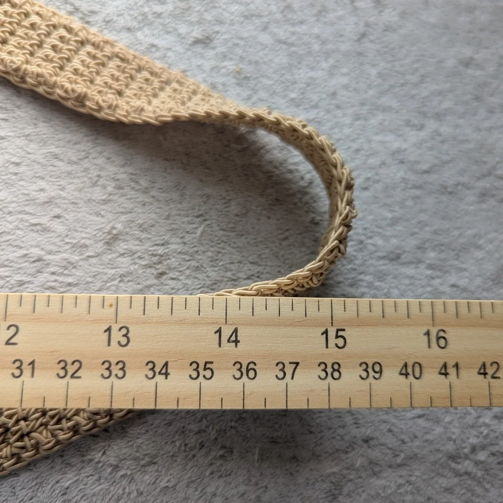 NWOT Beige Crochet Clutch Motherof Pearl Accents
